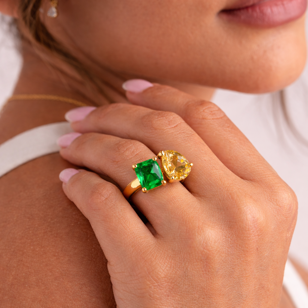 Personalised Birthstone Ring (Two Stones, One Story)