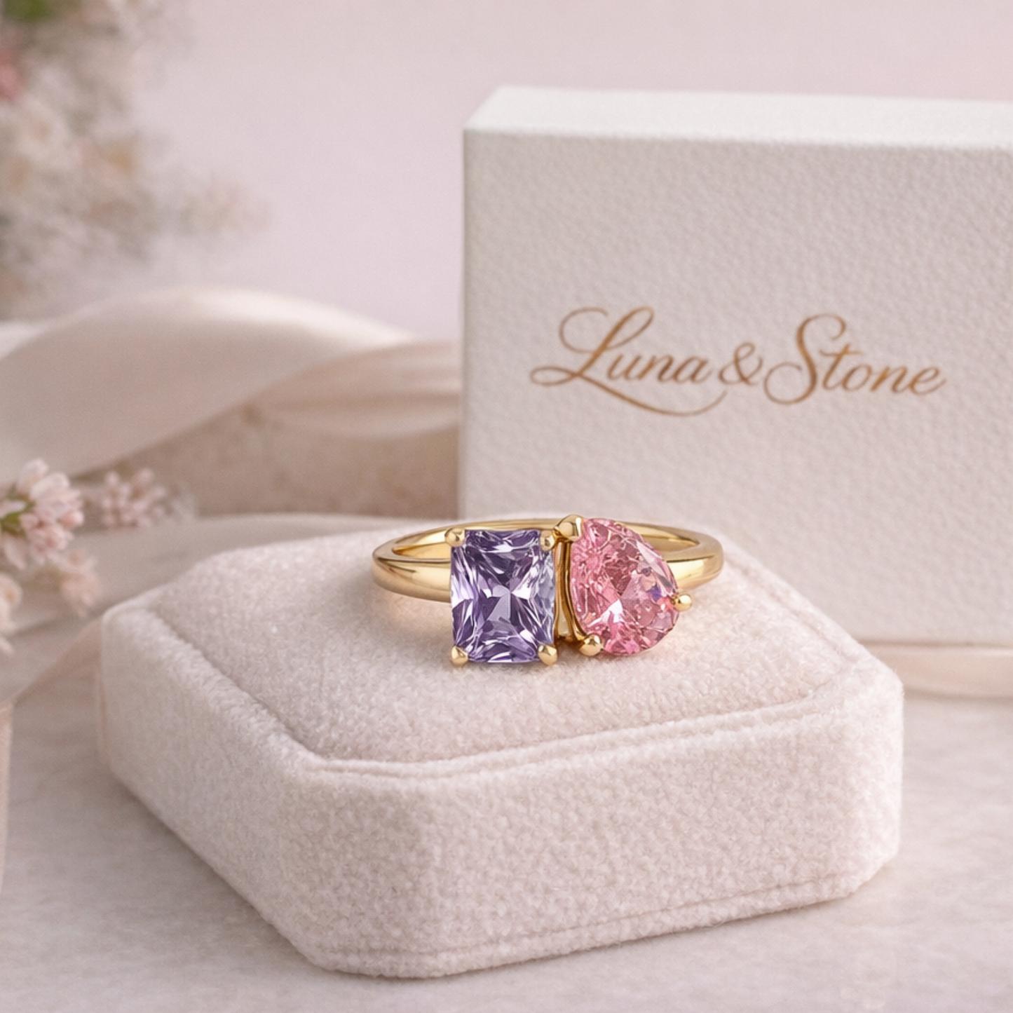 Personalised Birthstone Ring (Two Stones, One Story)