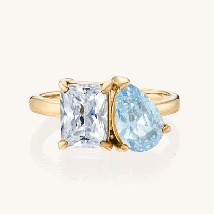 Personalised Birthstone Ring (Two Stones, One Story)